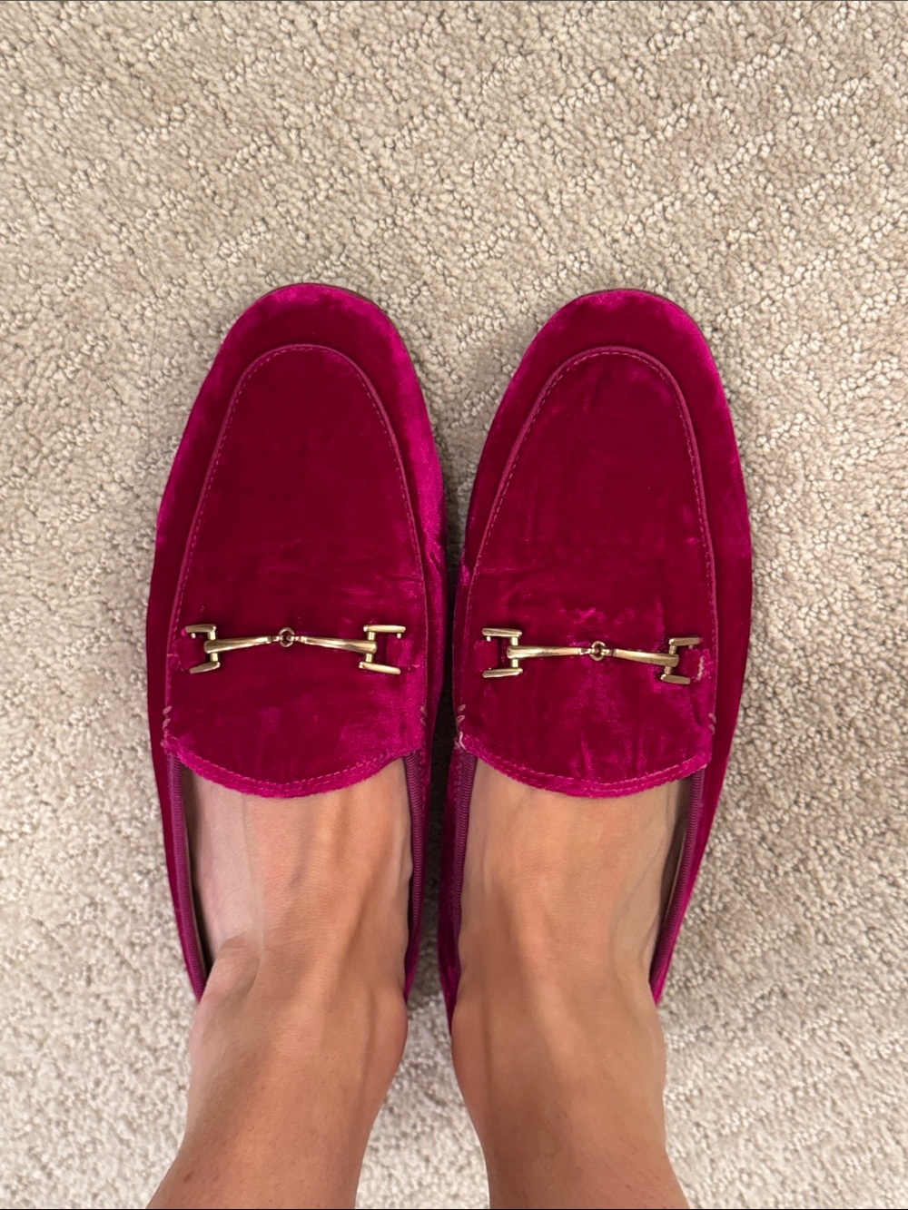 Sam Edelman Velvet Bit Loafers in Deep Fuchsia